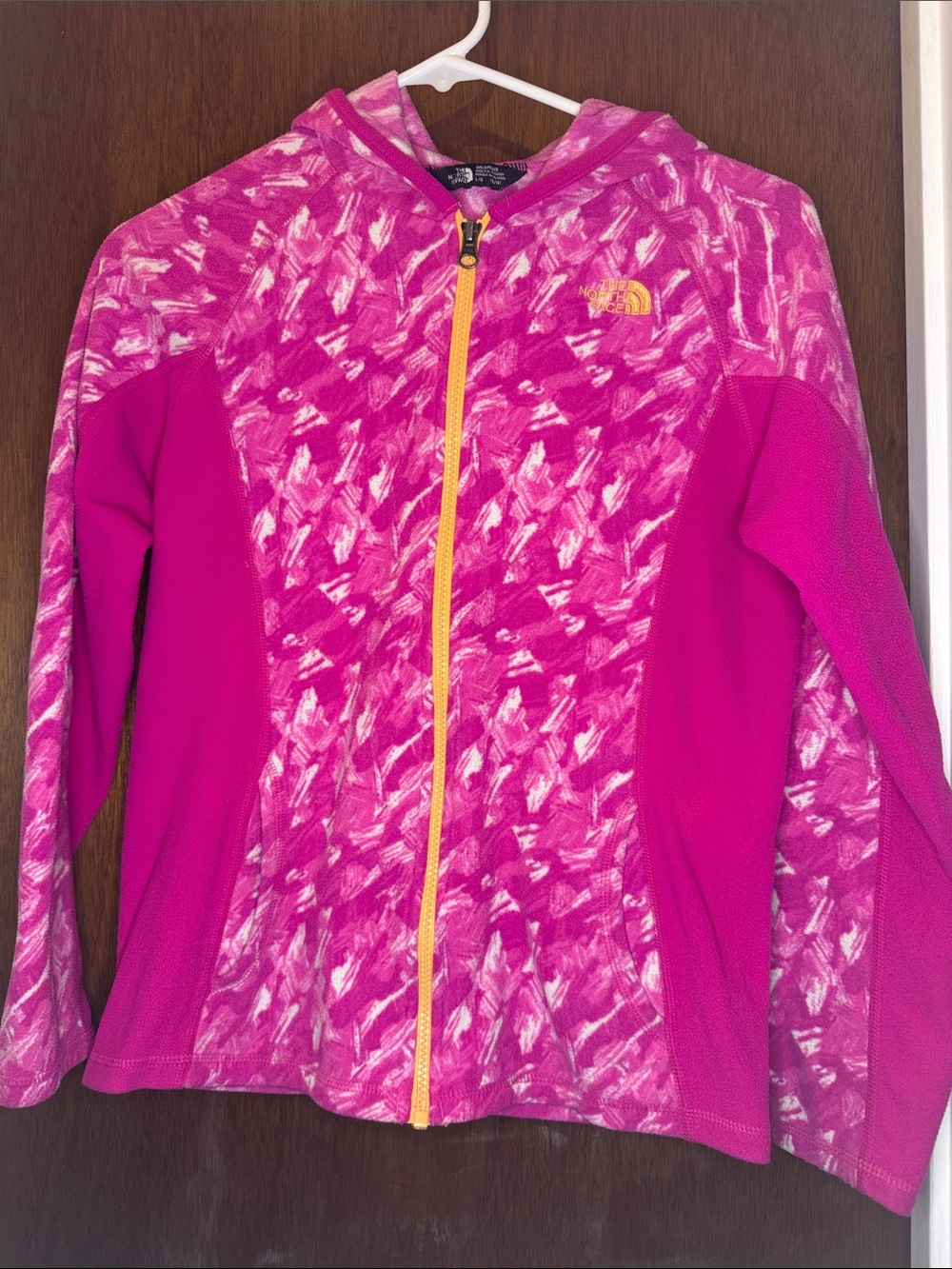 The North Face Girls' Hot Pink & Yellow Hooded Swim Rashguard